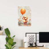 Vrolijk eendje met Oranje ballon digitale pijn Poster (Thuiskantoor)