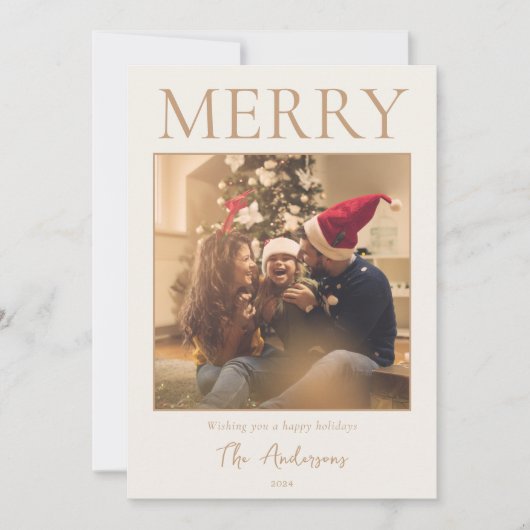 Vrolijk eenvoudige moderne minimale foto feestdagenkaart (Voorkant)