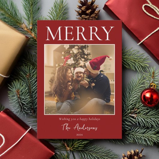 Vrolijk eenvoudige moderne minimale foto feestdagenkaart