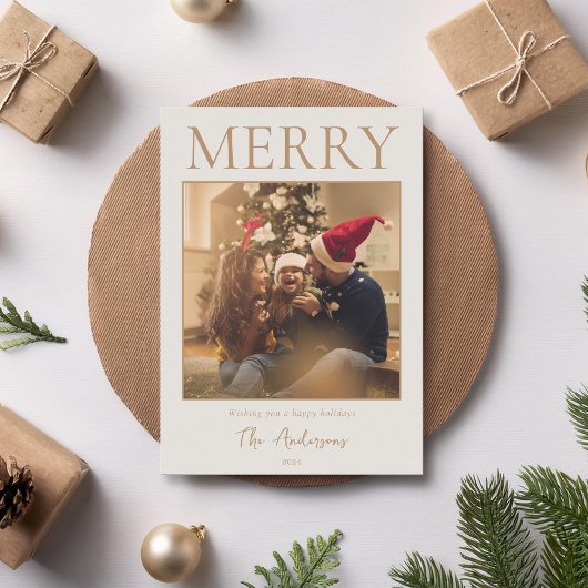 Vrolijk eenvoudige moderne minimale foto feestdagenkaart