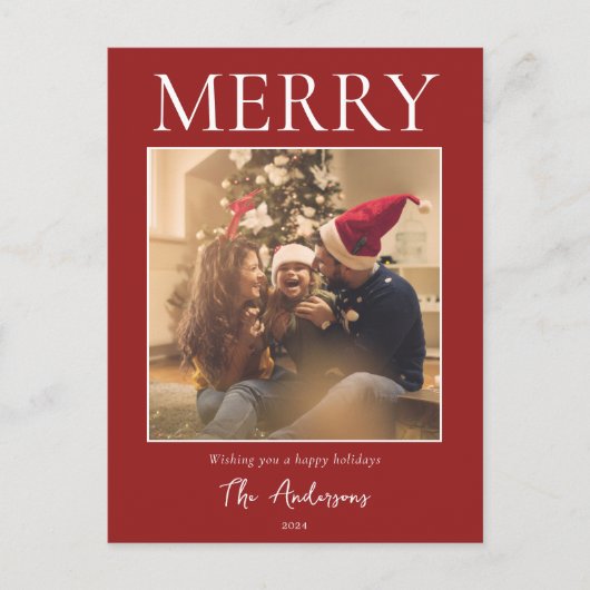 Vrolijk eenvoudige moderne minimale foto feestdagenkaart (Voorkant)