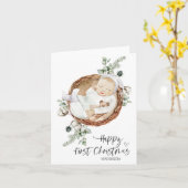 Vrolijk eerste kerst Baby dochter zoon van moeder Kaart (Gele Bloem)