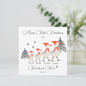 Vrolijk eerste kerstfeest als gezin van vier feestdagenkaart (Staand voorkant)