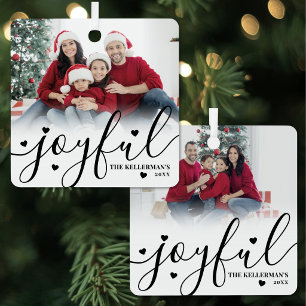 Vrolijk Elegant Schrift Aangepaste Foto Metalen Ornament