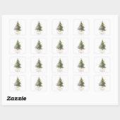 Vrolijk Elegant Waterverf Kerstboom Pine Vierkante Sticker (Vel)