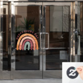 Vrolijk Elke dag - Modern Boho regenboogstraal koe Raamsticker (Kantoordeur)