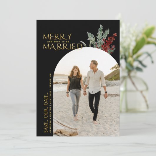 Vrolijk en aardig kerstfeest. save the date (Staand voorkant)