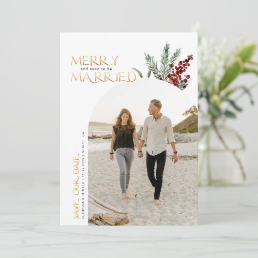 Vrolijk en aardig kerstfeest. save the date (Staand voorkant)