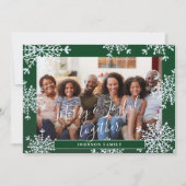 Vrolijk en blij samen 4 foto rustieke Kerstmis Feestdagenkaart (Voorkant)