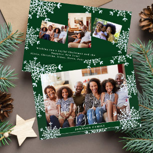 Vrolijk en blij samen 4 foto rustieke Kerstmis Feestdagenkaart