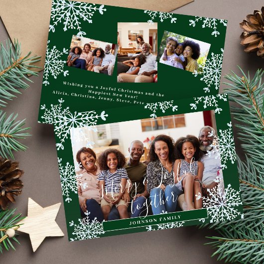 Vrolijk en blij samen 4 foto rustieke Kerstmis Feestdagenkaart