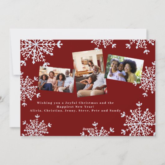 Vrolijk en blij samen 4 foto's rustieke Kerstmis Feestdagenkaart (Achterkant)