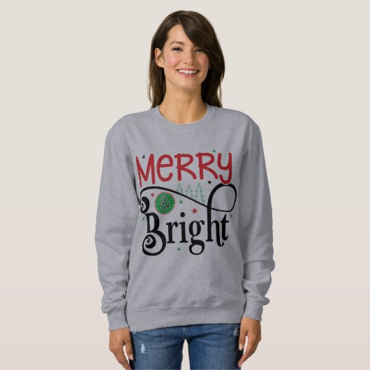 Vrolijk en Bright Tree Kerstmis vrouwen Sweatshirt (Voorkant volledig)
