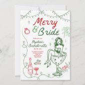 Vrolijk en bruid kerstvrijgezellenfeest kaart (Voorkant)