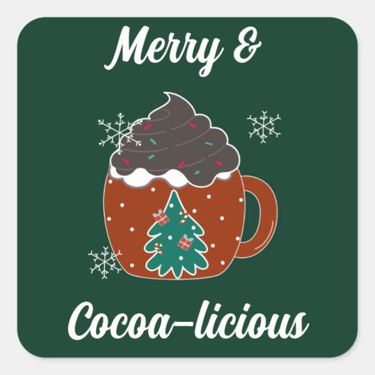 Vrolijk en cacao-licious kerst sticker (Voorkant)