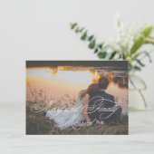 vrolijk en eindelijk getrouwd pasgetrouwden foto s feestdagenkaart (Staand voorkant)