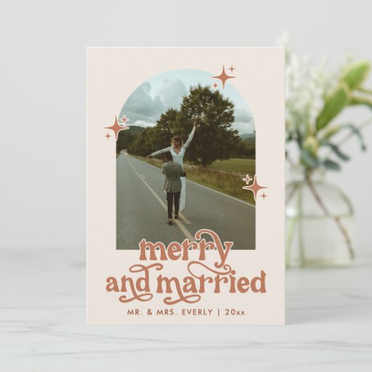 Vrolijk en getrouwd Boho Christmas Kaart (Staand voorkant)