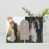 Vrolijk en getrouwd bruiloft foto vakantie Kaart (Staand voorkant)