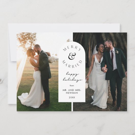 Vrolijk en getrouwd bruiloft foto vakantie Kaart (Voorkant)