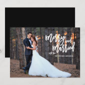 Vrolijk en getrouwd Brush Script Vakantie Fotokaar Feestdagenkaart (Voorkant / Achterkant)