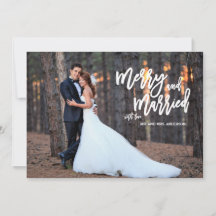 Vrolijk en getrouwd Brush Script Vakantie Fotokaar