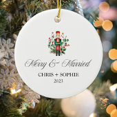 Vrolijk en getrouwd eerste kerst notenkraker keramisch ornament