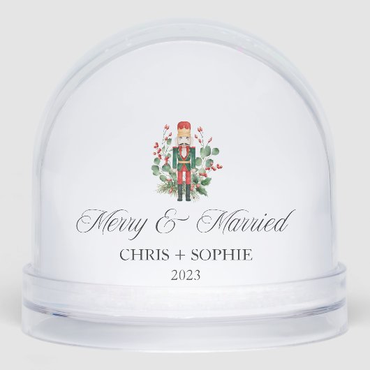 Vrolijk en getrouwd eerste kerst notenkraker sneeuwbol (Voorkant)