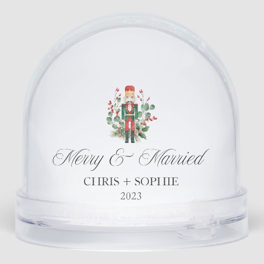 Vrolijk en getrouwd eerste kerst notenkraker sneeuwbol (Achterkant)