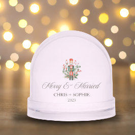 Vrolijk en getrouwd eerste kerst notenkraker sneeuwbol