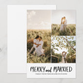Vrolijk en getrouwd | Eerste paar collage foto Feestdagenkaart (Voorkant / Achterkant)