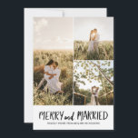Vrolijk en getrouwd | Eerste paar collage foto Feestdagenkaart<br><div class="desc">Vrolijk en getrouwd | Eerste paar collage foto</div>