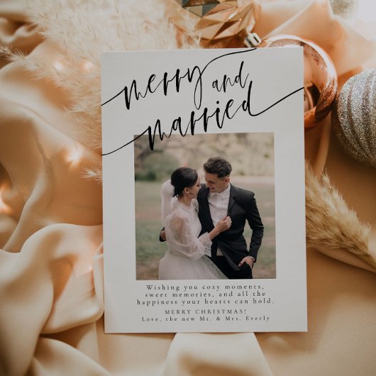 Vrolijk en getrouwd Elegant Pas getrouwd Kerstmis Feestdagenkaart