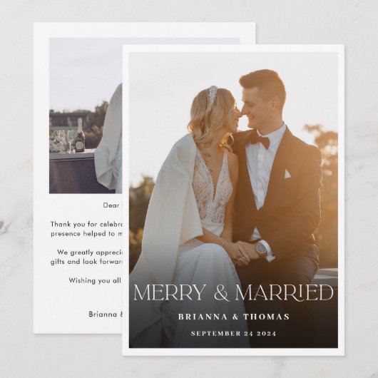 Vrolijk en getrouwd | Elegante moderne foto 2024 Feestdagenkaart (Voorkant / Achterkant)