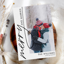 Vrolijk en getrouwd foto kerst Kaart