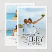 Vrolijk en getrouwd Foto Passen getrouwd Kerst Feestdagenkaart (Voorkant / Achterkant)