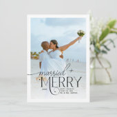 Vrolijk en getrouwd Foto Passen getrouwd Kerst Feestdagenkaart (Staand voorkant)