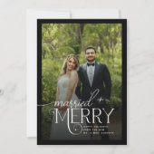 Vrolijk en getrouwd Foto Passen getrouwd Kerstvaka Feestdagenkaart (Voorkant)