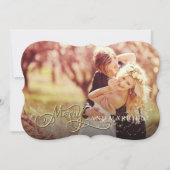 Vrolijk en getrouwd Glitter Star Foto Kerstmis Feestdagenkaart (Voorkant)