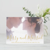 Vrolijk en getrouwd gouden Pas getrouwd Elegant Feestdagenkaart (Staand voorkant)