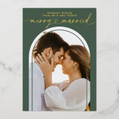 Vrolijk en getrouwd hart script kerst foto folie feestdagenkaart (Voorkant)