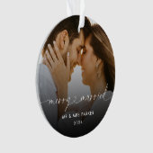 Vrolijk en getrouwd hart script kerst foto ornament (voorkant)