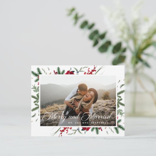 Vrolijk en getrouwd kerst vakantie Briefkaart (Staand voorkant)