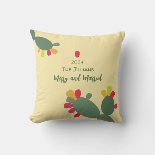 vrolijk en getrouwd kleurrijke woestijn kussen (Voorkant)