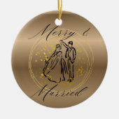 Vrolijk en getrouwd met kerst keramisch ornament (Voorkant)