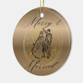 Vrolijk en getrouwd met kerst keramisch ornament (Links)