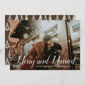 Vrolijk en getrouwd | Minimale eerste kerstfoto Feestdagenkaart (Voorkant / Achterkant)