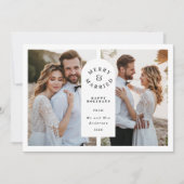 Vrolijk en getrouwd Modern Pas getrouwd Foto Feestdagenkaart (Voorkant)