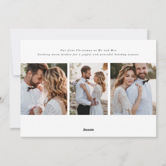 Vrolijk en getrouwd Modern Pas getrouwd Foto Feestdagenkaart (Achterkant)