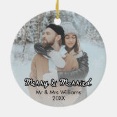 Vrolijk en getrouwd Nieuwjaars Xmas Foto Keramisch Ornament (Achterkant)