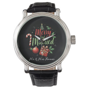 Vrolijk en getrouwd om je eerste kerst te vieren horloge